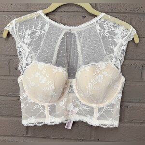 Victoria’s Secret Elegant Lace Bustier in  Ivory 36D